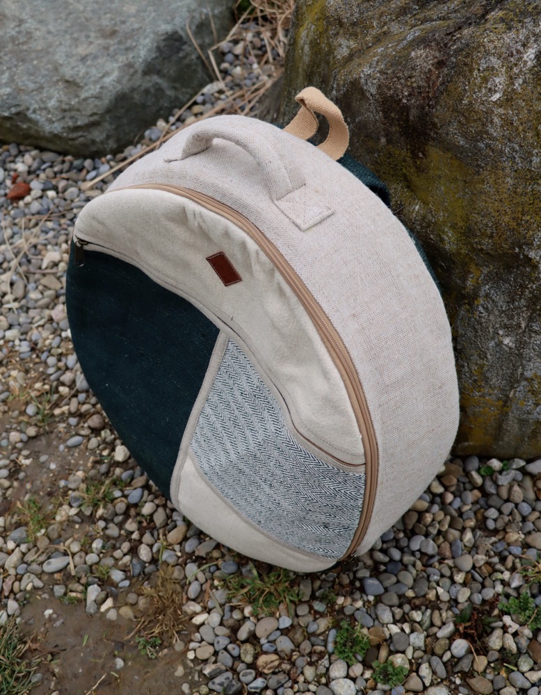 Trommeltasche Hanf mit Rucksackgurten 40 - 42 cm 