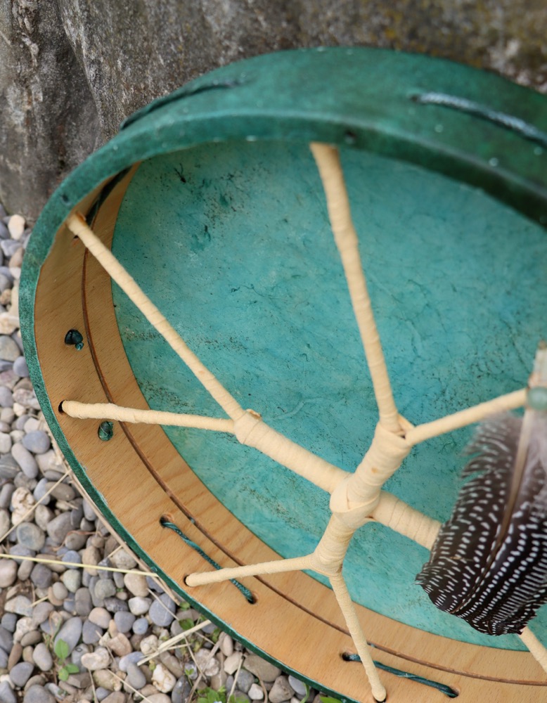Schamanen Trommel Neumond Mai 25  stimmbar 35 cm Ziege