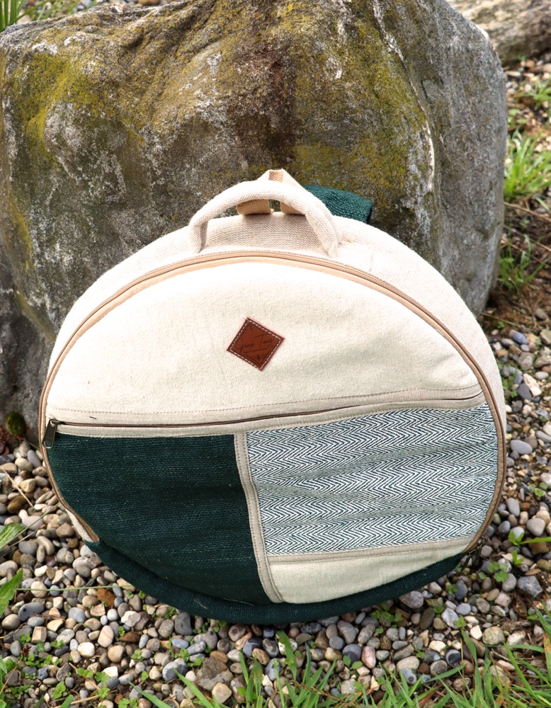 Trommeltasche Hanf mit Rucksackgurten 35- 38 cm 