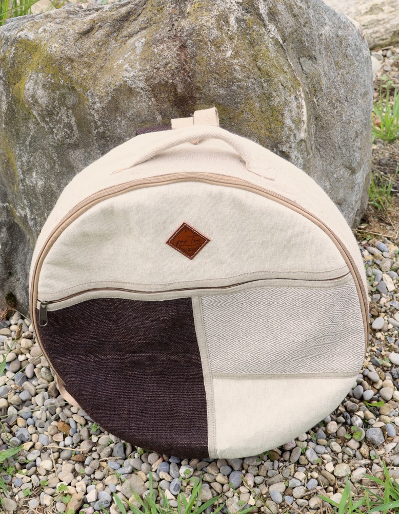 Trommeltasche Hanf mit Rucksackgurten 35-37  cm