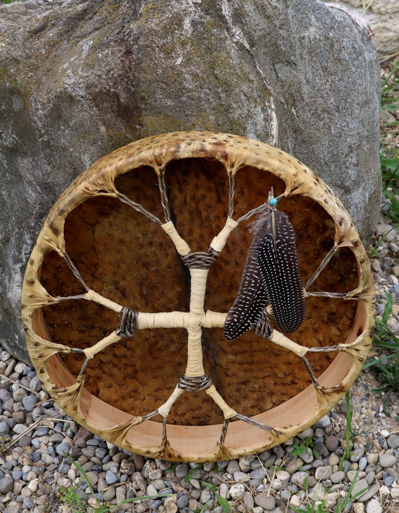 Schamanen Trommel Vollmond Juni 25 Vogel Strauss 40 cm