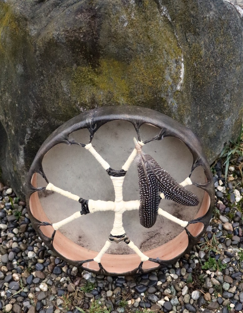 Edelstein Trommel Vollmond Feb. 26 Rothirsch Kuh 35,5 cm