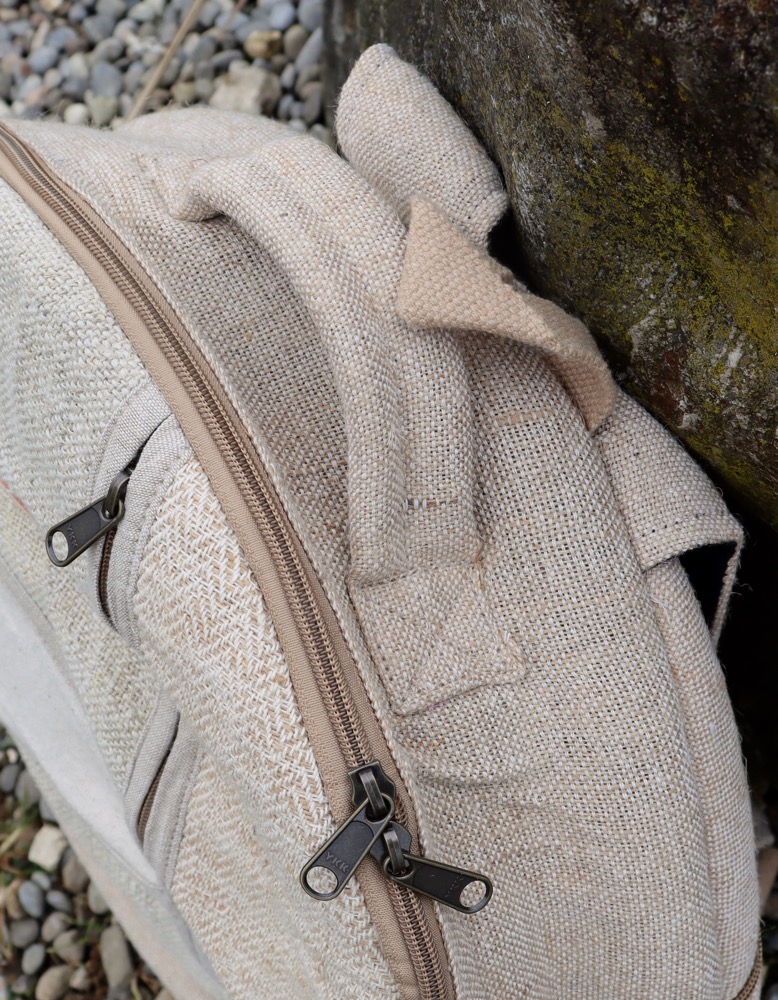 Trommeltasche Hanf mit Rucksackgurten 35-37 cm
