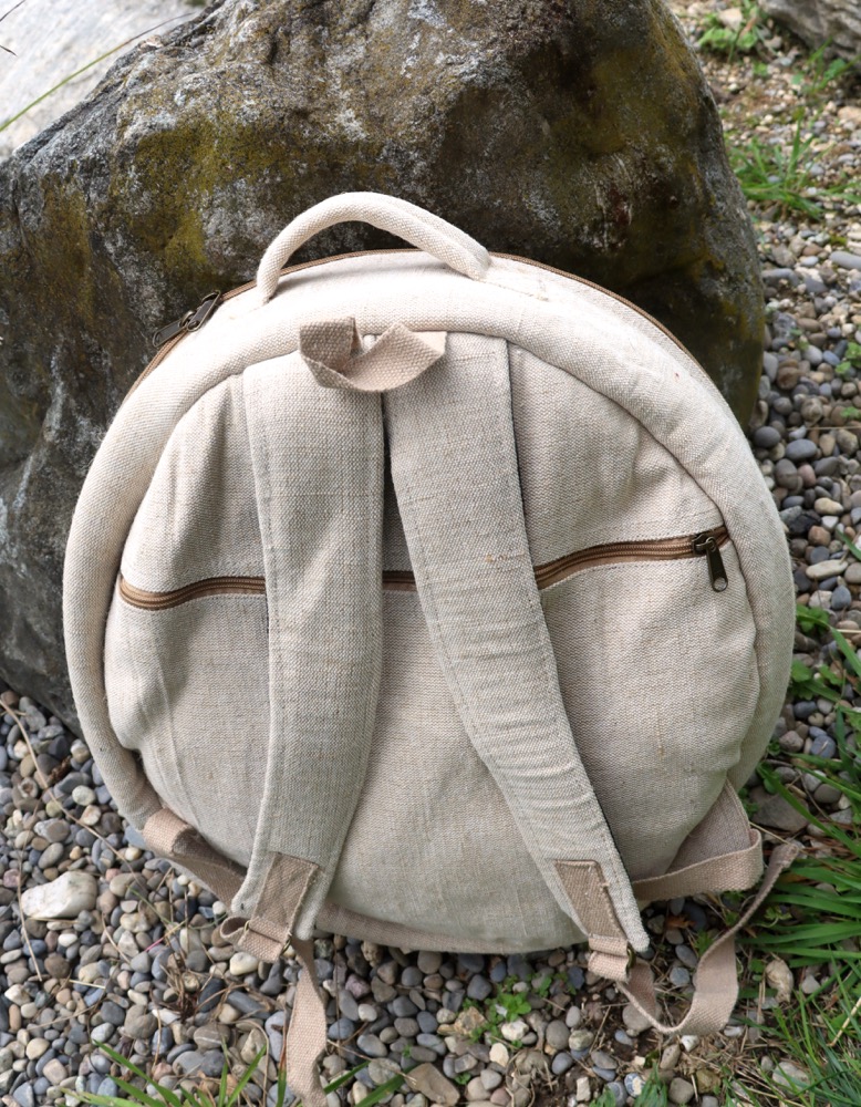  Trommeltasche Hanf mit Rucksackgurten 40 - 42 cm 