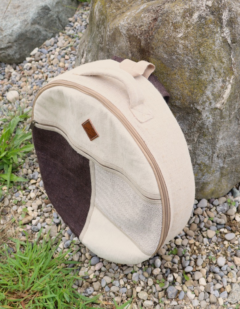 Trommeltasche Hanf mit Rucksackgurten 35-37  cm