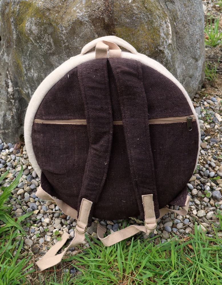Trommeltasche Hanf mit Rucksackgurten 35-37  cm