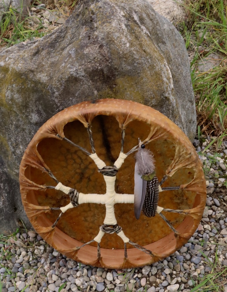 Vollmondritual Trommel Mai 26 Vogel Strauss 40,5 cm 