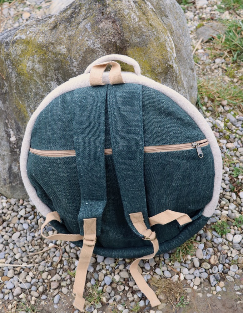 Trommeltasche Hanf mit Rucksackgurten 40 - 42 cm 