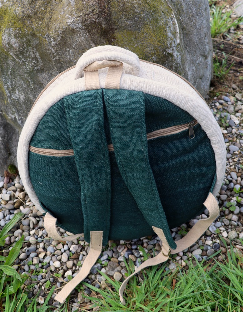Trommeltasche Hanf mit Rucksackgurten 35- 38 cm 