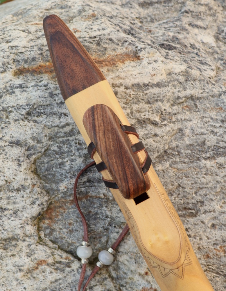  Gebetsflöte Holunder Edelsteinkugeln f# moll 432 hz 