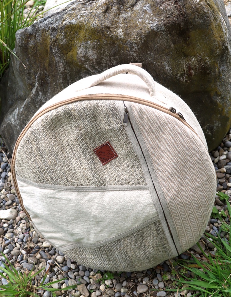  Trommeltasche Hanf mit Rucksackgurten 40 - 42 cm 
