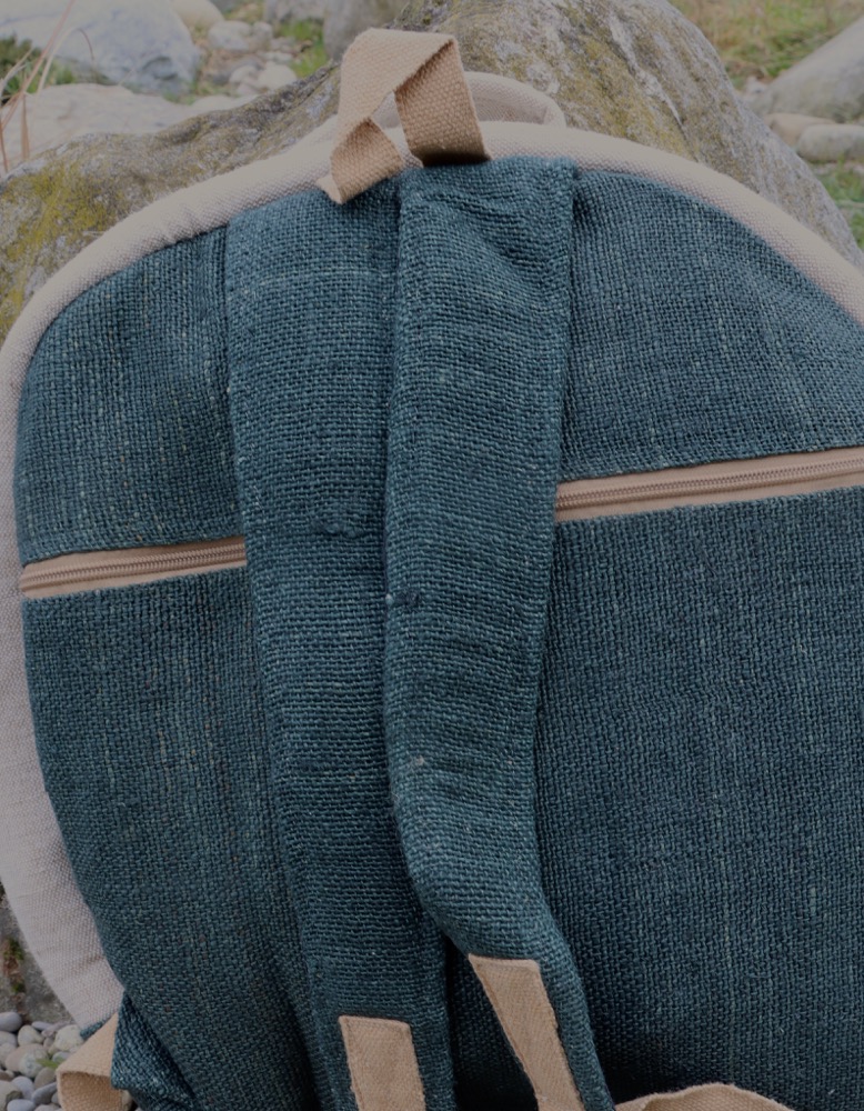 Trommeltasche Hanf mit Rucksackgurten 40 bis 43 cm 