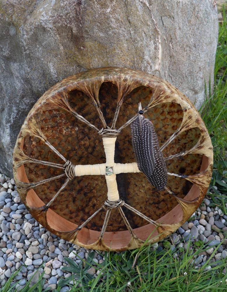 Schamanen Trommel Neumond März 25 Vogel Strauss 40 cm