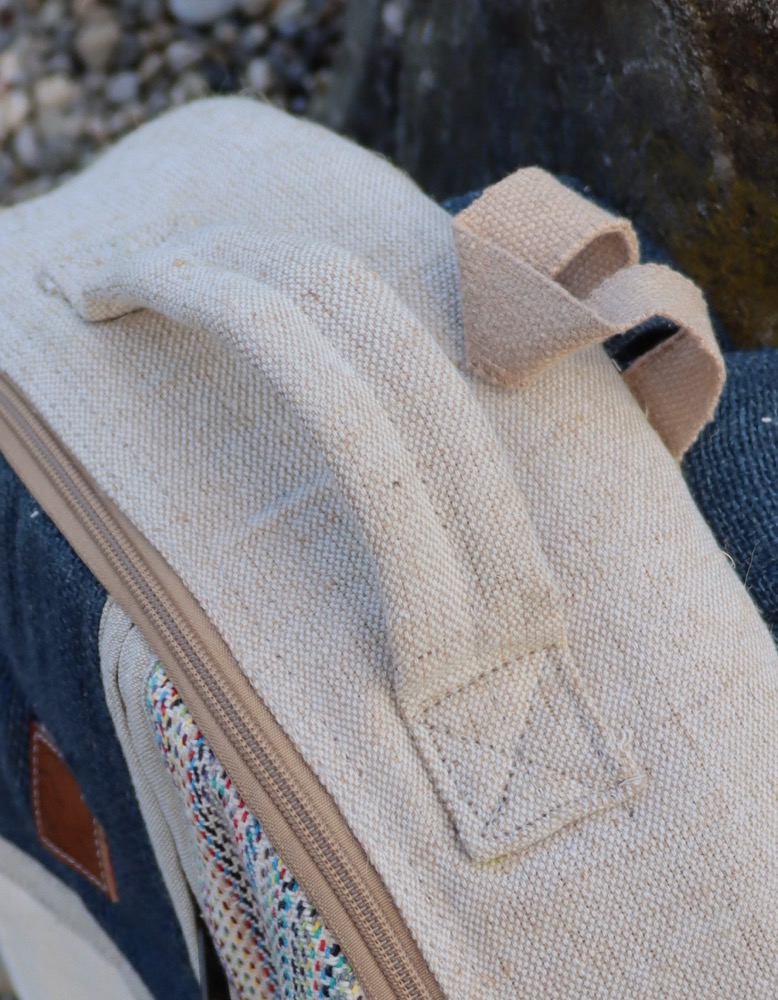 Trommeltasche Hanf mit Rucksackgurten 40-42 cm 