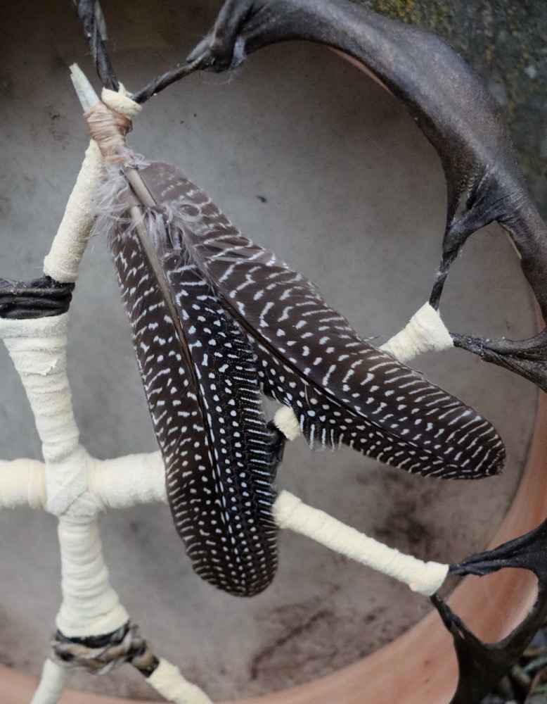 Edelstein Trommel Vollmond Feb. 26 Rothirsch Kuh 35,5 cm