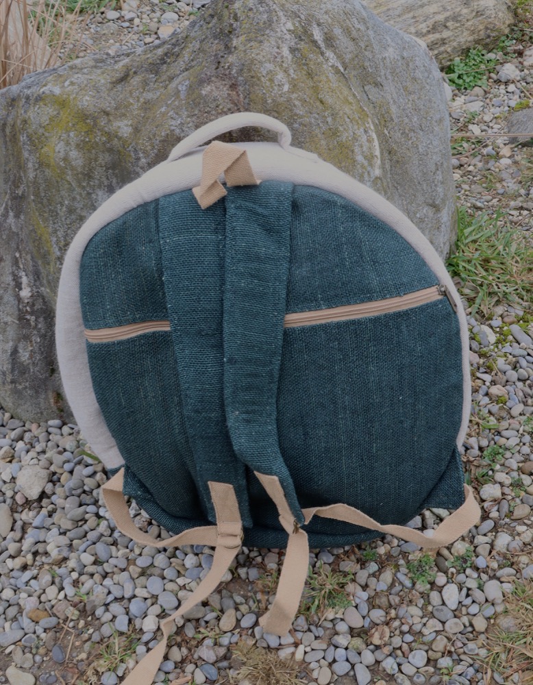 Trommeltasche Hanf mit Rucksackgurten 40 bis 43 cm 
