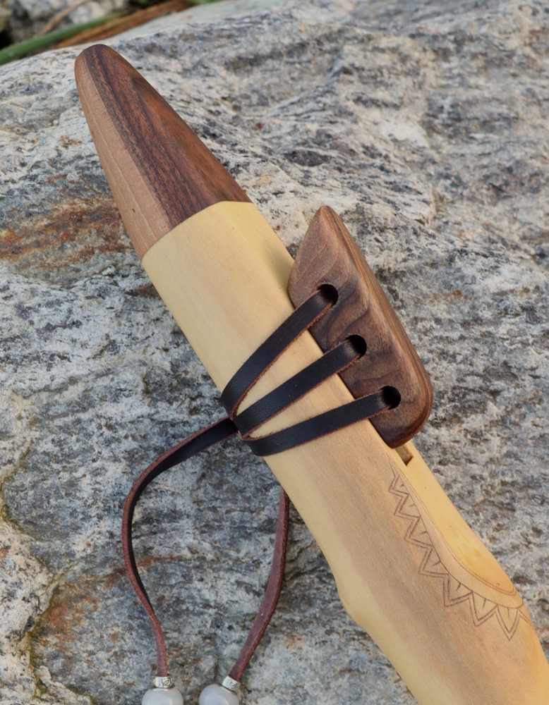  Gebetsflöte Holunder Edelsteinkugeln f# moll 432 hz 