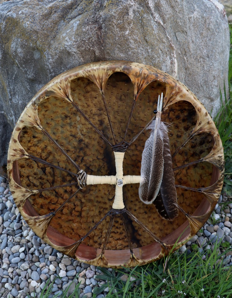 Neumondritual Trommel März 25 Vogel Strauss 46 cm