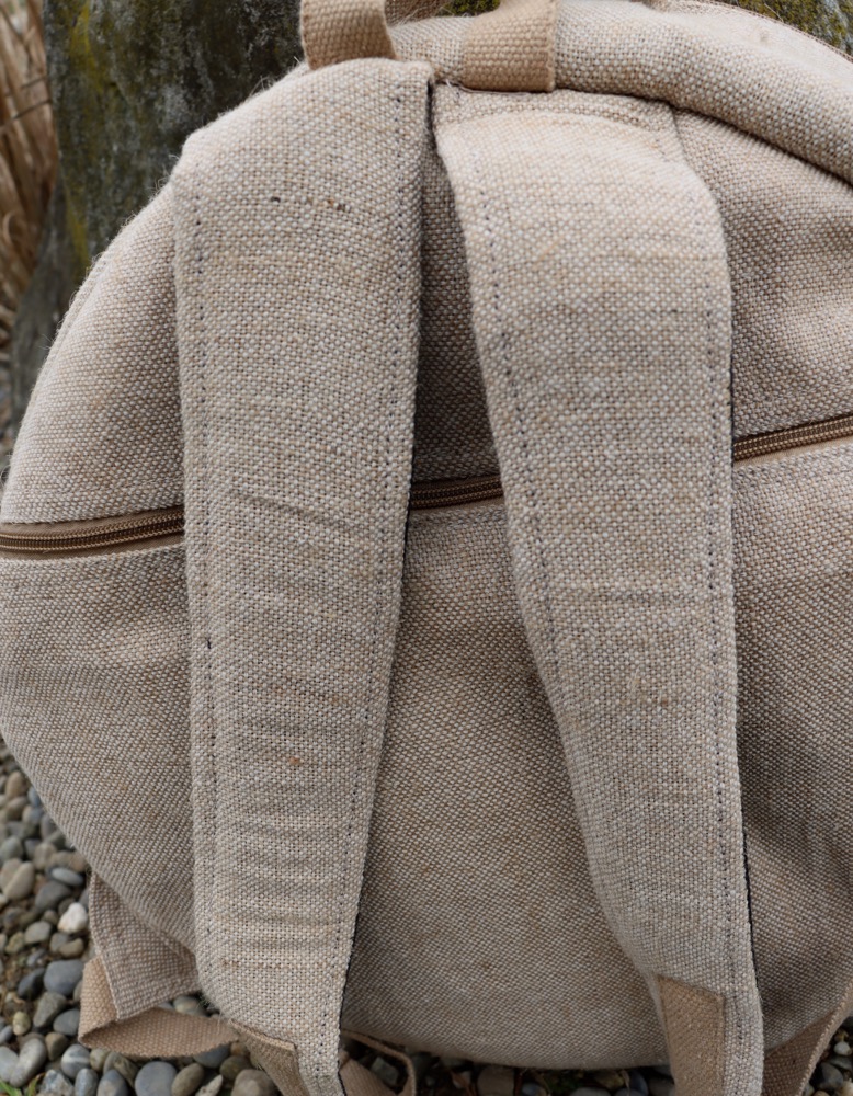 Trommeltasche Hanf mit Rucksackgurten 35-37 cm